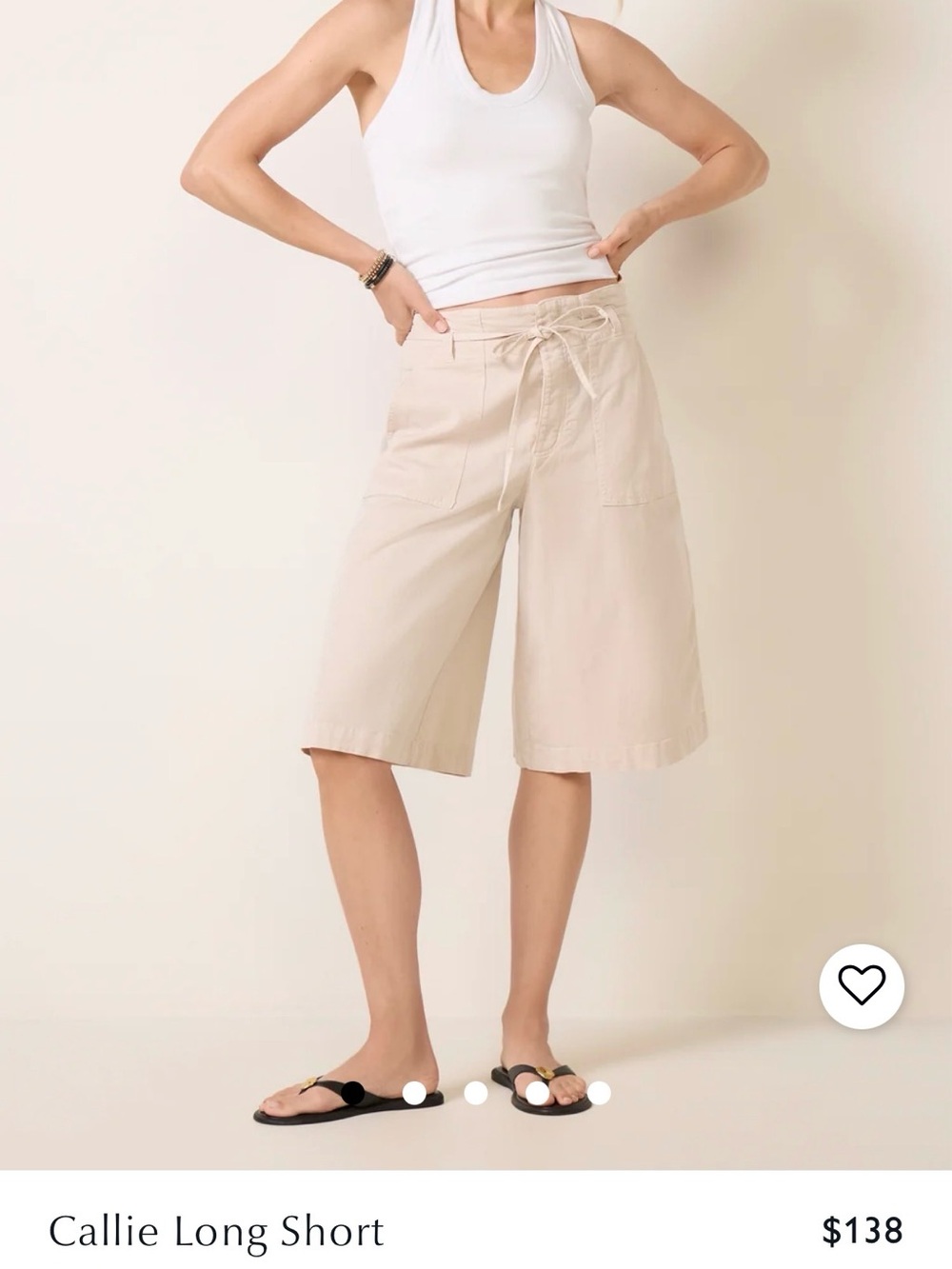 Splendid Beige Long Drawstring Shorts
